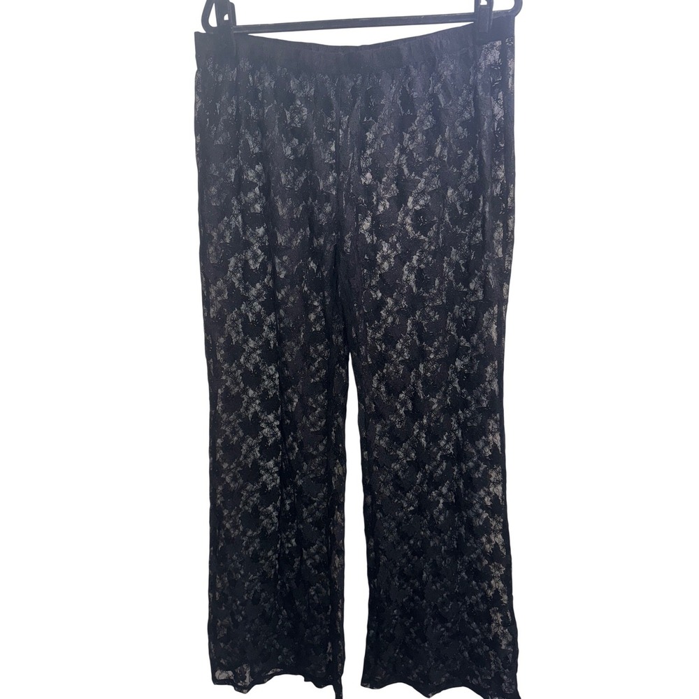 OS/ L Black Sheer Butterfly Print Lace Pull On Pants Boho Hippie Whimsigoth